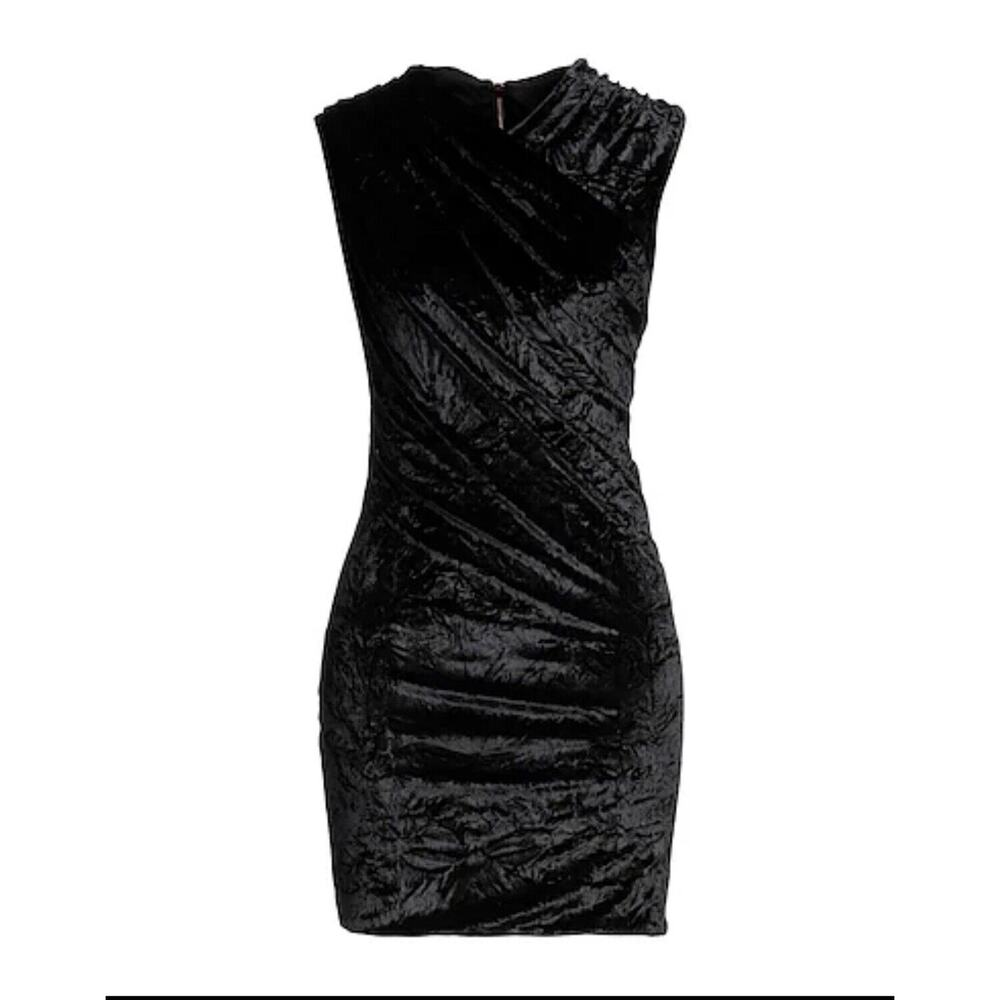 NWT Versace Black Cocktail Mini Dress IT 44 US 8 Stretch Velvet Sleeveless $2375